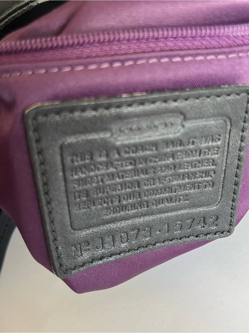 Coach Black Large Maddie Leather Shoulder Bag 3 Signature Charms Purple Satin - Picture 11 of 12